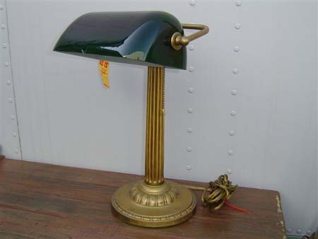 Lamp.green glas +brass